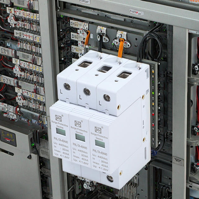 Three-Phase AC Industrial Power 20kA Single Phase Surge Protective Device with Lightning Surge Protection Din Rail 35mm Mounting