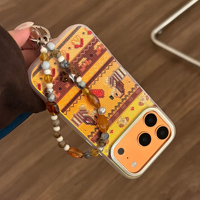 Nouvelle coque de téléphone antichoc en TPU avec lumières magnétiques flottantes et cordon perlé style Ins pour iPhone 17/16/15/14/13/12 Pro Max