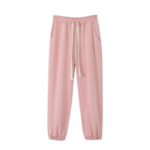 Pantalon de jogging taille haute pour femme Runqi N8678, en coton tricoté, décontracté, rose et gris, épaisseur moyenne - Product Image 4