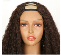 Perruques frontales T-part en soie premium résistantes à la chaleur, couleur brun foncé, 24 pouces, 230g, texture Yaki droite avec pointes bouclées, pour l'Europe, l'Amérique et l'Afrique, avec ligne de cheveux naturelle et texture douce et volumineuse