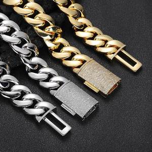 Cadenas <span class=keywords><strong>Cubana</strong></span>, venta al por mayor, joyería de Hip Hop de lujo, Gargantilla chapada en oro de 14K, 18K, <span class=keywords><strong>24K</strong></span>, collar de cadena de eslabones cubanos de Miami sólido para hombres - Product Image 3