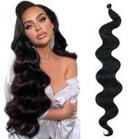 Body Wave Einzelsträhnen-Häkelzopf-Haarverlängerungen Knotenlos Vorgeteilt Natürliche Farbe 26 Zoll 150g Hochtemperaturfaser