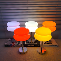 Lampe de table moderne en verre en forme de hamburger, alimentée par USB, 3 couleurs réglables, 5W, style Bauhaus, orange
