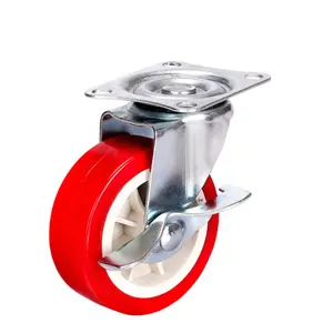 Furniture wheels 2.5 inch universal caster with brake bearing capacity strong shelf wheel Korean small red wheel