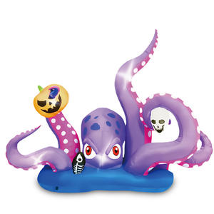 Pulpo gigante de 12 pies, calabaza pegajosa púrpura con luz Led, inflables, decoración inflable de Halloween - Product Image 4