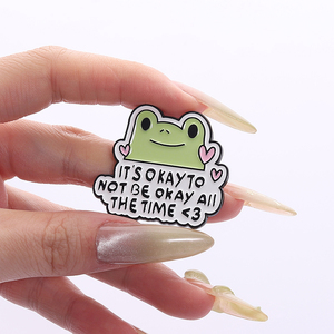 Heureux grenouille émail broches citation positive Animal broche revers Badge bijoux cadeau pour enfants amis vêtements sac - Product Image 4