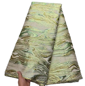 2024 haute qualité africain brocart Jacquard dentelle tissu 5Yards <span class=keywords><strong>Net</strong></span> français <span class=keywords><strong>dorure</strong></span> strass pour robe de mariée décoration - Product Image 4