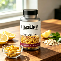 Capsules de berbérine 1200 mg, fabrication OEM, étiquette privée, approvisionnement direct d'usine, complément alimentaire à base de berbérine HCL, 60 capsules
