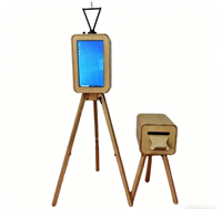 Trépied portable réglable en bois double face élégant et personnalisé pour appareil photo/iPad avec écran tactile et connectivité Bluetooth/Wi-Fi