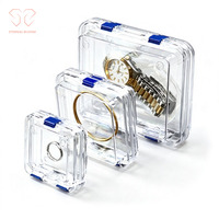 Boîte à bijoux carrée transparente en PU 150x125x50mm avec bouton-pression - Personnalisable pour la conservation de bijoux en or et objets de collection