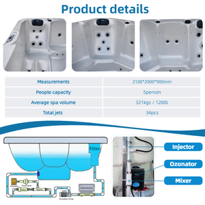 Design semplice economico e conveniente accomodato 5 persone Balboa acrilico vasca idromassaggio Spa all'aperto <span class=keywords><strong>jacuzzi</strong></span> per la famiglia - Product Image 4