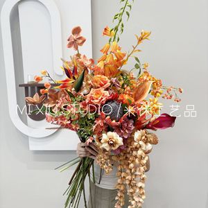 Branche de magnolia artificielle Mishu en soie marron, décoration d'intérieur, accessoires de mariage - Product Image 4
