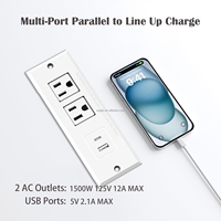 Multiprise encastrable avec ports USB, rallonge électrique, adaptateur secteur, station de charge, multiprise blanche