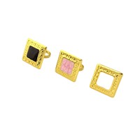 Cincin Baja Tahan Karat Berlapis Emas Model Tidak Luntur, Bentuk Persegi, Gaya Minimalis Trendi, Uniseks