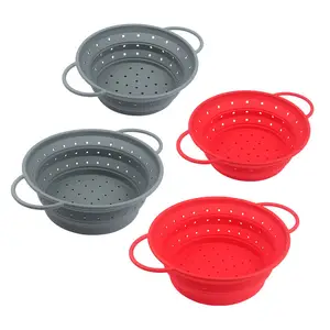 Chất lượng cao Vòng Silicone ráp giỏ với xử lý Silicone colanders strainers giỏ đặt cho rau và trái cây rửa