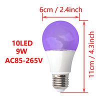 Ampoule UV noire 9w E26 Culot moyen Uva 380-400nm Lampe noire pour peinture corporelle Soirée club Affiches néon