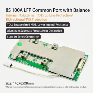 BMS pour batterie lithium-ion LiFePO4 6S-10S, 7S 8S 24V 60A 80A 100A avec NTC - Product Image 4
