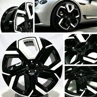 Rines Forjados de Repuesto de 5 Radios Angulares Gruesos en Negro Brillante con Detalles Blancos de 16-24 Pulgadas para Vehículos Eléctricos Tesla, Audi, BYD