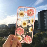 Pour Sublimation vraie série de peinture séchée iphone 7 8 x Xs Xr 12 11 13 Pro Max clair paillettes 3d fleur coque de téléphone