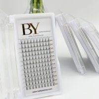 Extensions de cils russes pré-faits en éventail à tige courte 3D/4D/5D/6D, en vison, naturels et doux, en plateau