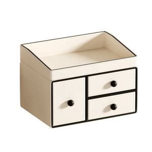 Caja de almacenamiento avanzada de gran capacidad FRINS 2025, nuevo organizador de cosméticos para lápiz labial, cuidado de la piel, tendencia de escritorio de cuero - Product Image 5