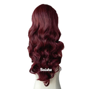 Perruque longue ondulée rouge vin bon marché, avec raie au milieu, pour femmes, moelleuse, douce et de haute qualité, prix de gros - Product Image 6
