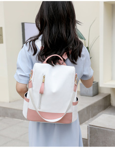 Sac à dos en PU grande capacité pour étudiantes, sac de voyage pour femmes, nouveau design tendance avec couleurs assorties - Product Image 5
