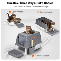 Bac à litière en acier inoxydable avec couvercle non collant anti-fuite en métal toilette pour chat fermé mur haut Extra Large Kitty bacs à litière