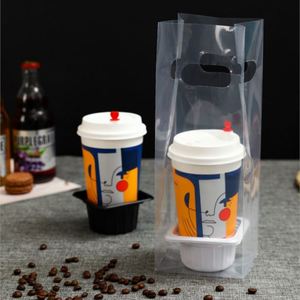 Support jetable pour deux gobelets de café, lait ou thé, sac de transport épaissi pour boissons à emporter, plateau en plastique pour aliments à emporter - Product Image 2
