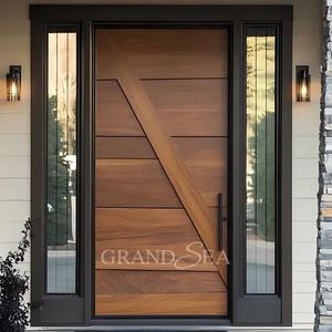 Diseño de patrón de madera Puerta de entrada blindada para el hogar de gama alta para exteriores Puerta de entrada antirrobo de seguridad de acero moderna para la venta - Product Image 5
