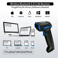 Lecteur de codes-barres 2D sans fil HC-881BP, transmission 2.4G, lecteur de codes-barres automatique, écran d'affichage portable avec interface USB