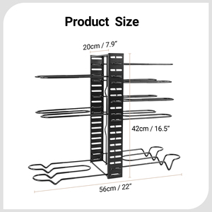 Modern <b>7</b>-Tier Adjustable Stackable Pot and Pan Organizer Rack Heavy Duty <b>Iron</b> Cookware Storage for Cabinet Countertop - Product Image 6