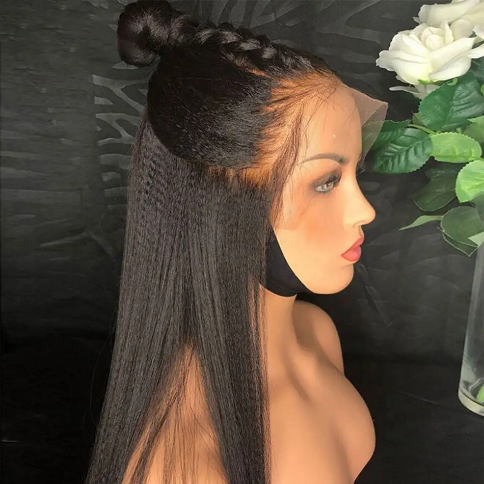 Kinky Straight Wig Peruvian Human Hair Lace Front Hd 360 Lace Frontal Wig Vendors Cheap Full Lace Human Hair Wig For Black Women