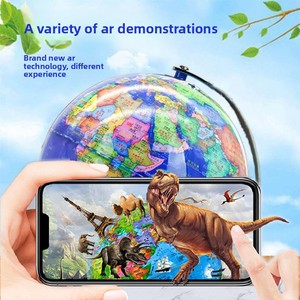 Globe terrestre lumineux AR bleu de 20 cm avec LED pour enfants, élèves du primaire/du collège - Apprentissage géographique, base en métal - Product Image 2