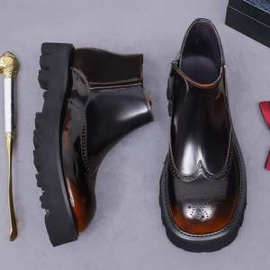 2026 Men's Trendy Chelsea <b>Boots</b> Decorated Leather <b>Boots</b> with British Style Thick Soles and High Heels for Business and Commuting - Product Image 4