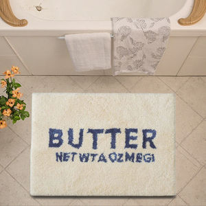 Alfombra de poliéster con mechones de mantequilla tostada con logotipo personalizado, TPR antideslizante con respaldo de alfombra de baño, alfombra y alfombras lavables a máquina para uso doméstico - Product Image 1