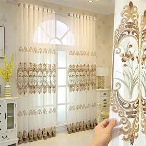 Rideau de porte transparente brodé en velours et tulle tendance, luxe, style européen, pour salon, nouvelle collection