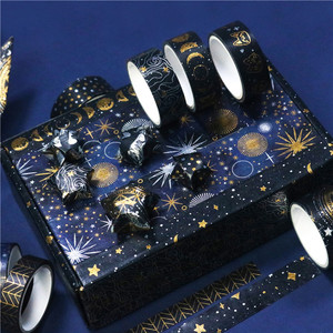 Black Sky Themed <b>Washi</b> <b>Tape</b> 4 Meters Gold Silver Foil Journal Decoration - Product Image 3