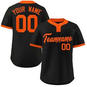 Camiseta de Softbol Personalizada Negra y Naranja de Estilo Clásico Auténtico con Dos Botones - Product Image 1