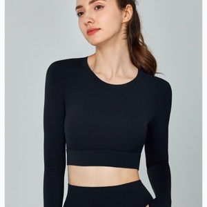 Hauts de yoga pour femmes grandes tailles, style avancé, légers, coupe ajustée, manches longues, respirants, séchage rapide, imprimés, pour l'été et le fitness - Product Image 3
