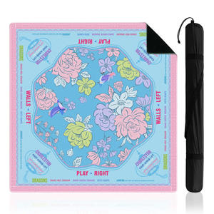 Tapis de <span class=keywords><strong>Mahjong</strong></span> Chinoiserie Classique à Motifs Floraux Verts, Pliable, 31,5x31,5 Pouces, avec Sac de Rangement Noir pour Cartes et Jeux - Product Image 3