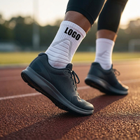 Chaussettes de sport en tricot avec impression numérique de logo personnalisé, chaussettes de course Coolmax