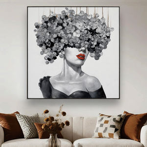 हॉट सेलिंग आधुनिक फैशन 3 डी पेंटिंग पॉप कला शैली लाल होंठ फूल सेक्सी महिला चित्र कैनवास दीवार कला सजावट के लिए - Product Image 1