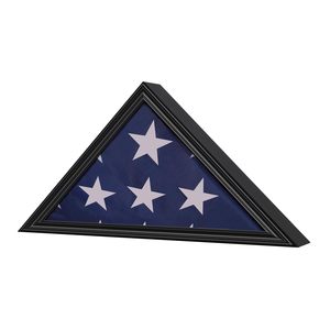 Vitrine triangulaire en bois noir pour drapeau plié standard, cadre anti-poussière pour drapeau commémoratif, à fixer au mur ou à poser sur table, pour collection <span class=keywords><strong>de</strong></span> vétérans - Product Image 1