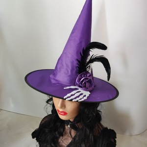 Sombrero <span class=keywords><strong>de</strong></span> <span class=keywords><strong>Bruja</strong></span> <span class=keywords><strong>de</strong></span> Halloween <span class=keywords><strong>con</strong></span> Rosa, Calavera, Mano y Pluma, Accesorios <span class=keywords><strong>de</strong></span> Maquillaje para Cosplay, Fiesta, Magia, Modelo Chino WPM35 4 - Product Image 1