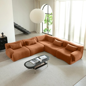 Gran oferta de sofás de terciopelo holandés L, muebles para el hogar, sofás de tela seccionales rectangulares de tres asientos, sala de estar barata - Product Image 4