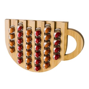 Soporte de pared para cápsulas de café de bambú ecológico con estante de almacenamiento que ahorra espacio - Product Image 1