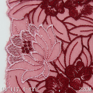 Lingerie Rossa in Pizzo per Donne, Reggiseno in Rete, Tessuto in Rete con Ricamo Floreale 22cm, Accessori per Abiti e Vestiti, Vendita all'Ingrosso - Product Image 4
