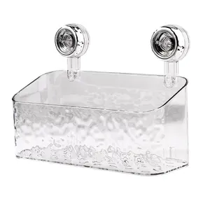 Decorativo Cozinha Banheiro Plástico Wall Sink Washstand Ventosa Organizador Caixa De Armazenamento Para Cosméticos Vegetais