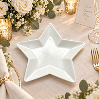 Assiette de service Wojia 13 pouces en forme d'étoile verte, en plastique PP écologique, revêtement poudré, luxe moderne, pour fêtes de Noël et événements, décoration de table